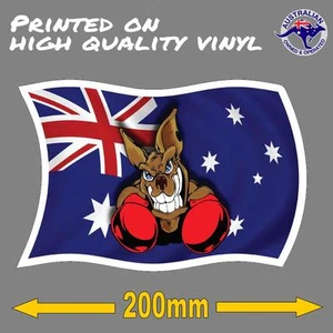 Australian Flag Boxing Kangaroo Sticker 200mm CAR STICKER AUSTRALIA DAY STICKER - Picture 1 of 1