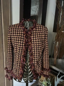 Chaqueta St John Collection Tejida Multi Tweed Flecos EE. UU. Talla 4 Colores Otoño - Imagen 1 de 12