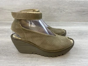 Fly London Yala Damen-Sandale Fersenriemen Keilabsatz perforiertes Leder US 6,5 braun - Bild 1 von 11