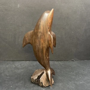 Vintage Ironwood Hand Carved Wood Dolphin Sculpture 10.5 Inches Tall Retro Deco - Picture 1 of 9
