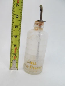 Vintage Muschelglas Kanzit Flasche Öl Werbeglas - Bild 1 von 4