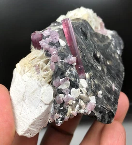 304 Grams Very Unique Quality Pink Color Tourmaline with Quartz Specimen @Afghan - Picture 1 of 11