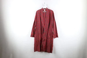 Vintage 70s Streetwear Mens Medium Faded Bath Robe Loungewear Red Plaid USA - Picture 1 of 11