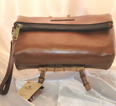 Patricia Nash Leather Foldover Tan Clutch Wristlet 9.5x5.5 Zip/Magnet Closure - Image 1 of 4