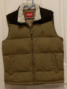 Coleman Men's Insulated Puffer Vest With Sherpa Collar-Brown/Khaki (Size Medium) - Picture 1 of 6