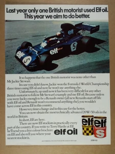1973 Elf Oil Jackie Stewart Tyrrell F1 race car photo vintage print Ad - Picture 1 of 1