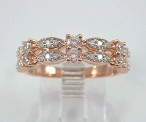 2Ct Round Lab-Created Diamond Half Eternity Engagement Ring 14K Rose Gold Finish - Picture 1 of 5