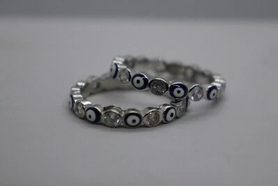 ANELLO ARGENTO OCCHIO TURCO RIVIERA ZIRCONI BIANCHI  MIS 12-14-16-18 EXPLOIT - Immagine 1 di 3