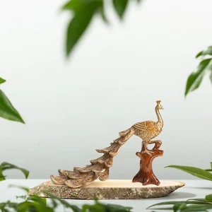 Standing Peacock on a tree - Medium For Home And Office Table Golden Color Brass - Picture 1 of 7