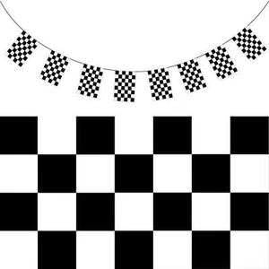 CHECKERED BUNTING FLAG Race Car Chequered Flag Banner Hanging Decoration Rectang - Picture 1 of 5
