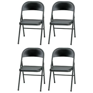 MECO Sudden Comfort All Steel Folding Chair Set, Black (Set of 4) (Open Box) - Picture 1 of 4
