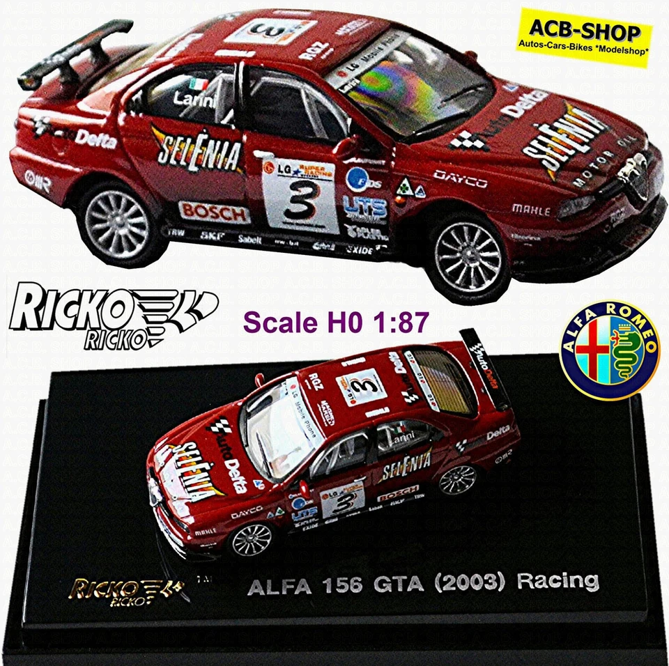 Alfa Romeo 156 Gta Racing 2003 Nicola Larini #3 Rosso 1 87 Ricko 38840