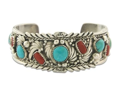 Pulsera Navajo Vintage Plata 925 Auténtica Piedras Preciosas Firmada Billie Eagle Foto 1 de 4