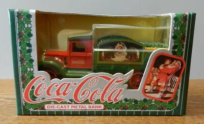 1994 Ertl 1931 Delivery truck Coca Cola Santa 1:25 scale coin bank - Image 1 of 4