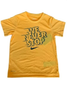 Nike Little Boys Dry- Fit We Never Stop Graphic Yellow T-Shirt 7 - Picture 1 of 1