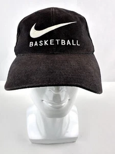 Vintage Nike Basketball schwarz Swoosh Logo Snapback Mütze 100 % Baumwolle Taiwan GC - Bild 1 von 8