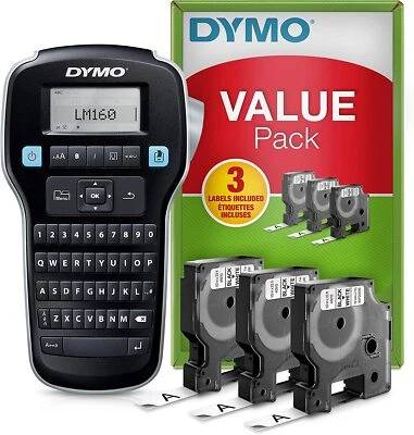 Dymo LabelManager 160 Label Maker Starter Kit +3 bundle Bonus Labeling Tapes