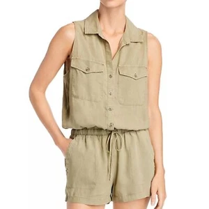 Bella Dahl Romper Drawstring Utility Khaki Linen Blend Romper Size XS - Picture 1 of 8