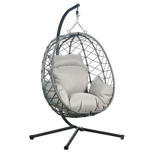 Summit Single Hanging Egg Swing Chair With Cushions for Indoor Outdoor Lounge - Picture 1 of 25