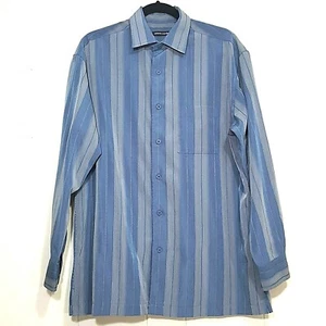 Pierre Cardin gestreift Knopfleiste L/S Shirt blau grau Größe Medium Kleid Shirt - Bild 1 von 8