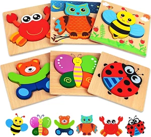 Wooden Puzzles for Toddlers Ages 1-3, Montessori Toys for 1 2 3 Years Old Girls - Picture 1 of 12