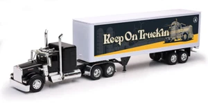 New Ray 1/32 Kenworth W900 Semi & Keep On Truckin Trailer Diecast Black SS-10253 - Picture 1 of 2
