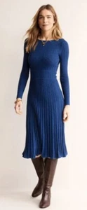 Boden Imogen Empire Knitted Midi Dress,  Navy Peony, Sz 12P, NWT - Picture 1 of 10
