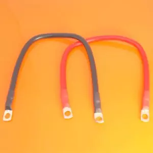 2 x 110 AMP 300mm Battery Leads Red & Black Power Earth Leisure Cable - 16mm² - Picture 1 of 5