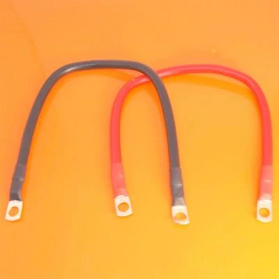 2 x 110 AMP 300mm Battery Leads Red & Black Power Earth Leisure Cable - 16mm² - Image 1 of 4