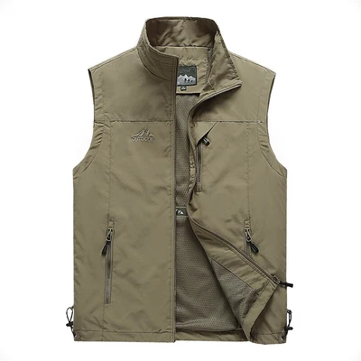 Mens With Pockets Zipper Vest Casual Waistcoat Sleeveless Sport Tops Mesh Lining - Image 1 of 4