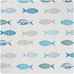 Globaltex Tessuto Cotone Pesci, Rivestito Acrilico, 140 cm di Larghezza al metro - Fai da Te - Foto 1 di 6