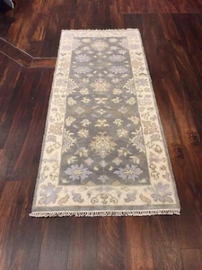 On Sale Genuine Hand Knotted Oushak Geometric Area Rug Runner Carpet 2’6x5’10,53 - Picture 1 of 12