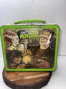 UNIVERSAL MOVIE MONSTERS Metal Embossed Lunchbox 1979 NO THERMOS Vintage READ - Picture 1 of 8