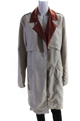 OFF WHITE Trench cappotto donna ardesia e salice colletto terracotta taglia 12 10344068