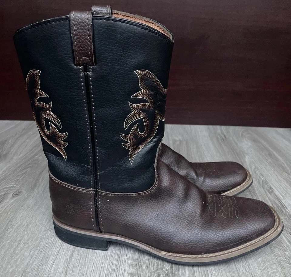 Austin Trading Co Square Toe Western Cowboy Boots Youth Boys Size 6 Brown black - Image 1 of 4
