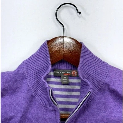 Suéter Peter Millar, Crown Craft Púrpura Cuarto Cremallera, Para Hombre Talla M Golf Foto 1 de 4
