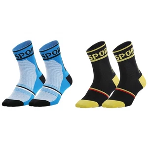 2 Pairs Cycling Socks Riding Bicycle Bike Sports Ankle Socks XC MTB Blue Black - Picture 1 of 5