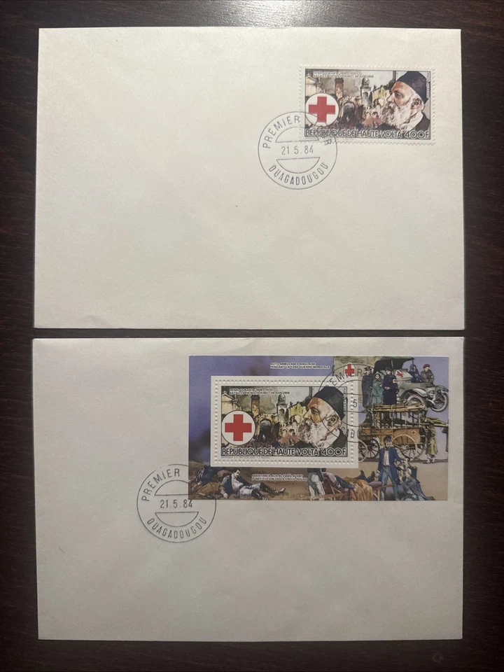 ВЕРХНИЙ ВОЛЬТА FDC ОБЛОЖКА 1984 ГОД КРАСНЫЙ КРЕСТ DUNANT ЗДОРОВЬЯ МАРКИ - Изображение 1 из 1