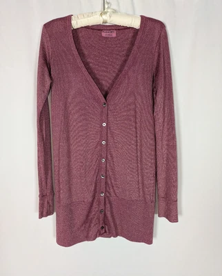 Cárdigan Michael Stars OS para mujer rojo metálico cuello con botones suéter Foto 1 de 4