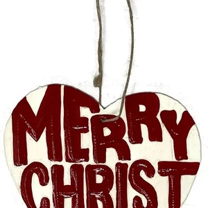 Heart-Shaped Merry Christmas Ornament, Festive Holiday Decor - Picture 1 of 6