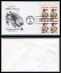 US FDC # 1910 18c Red Cross  Artmaster Plate Block UL 1981, 9Q1060 - Picture 1 of 1