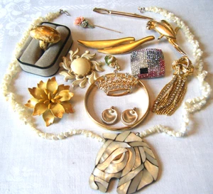 Antik LOT 16 viktorianischer edwardianischer Schmuck Verschleiß Reparatur Schrott einige signiert - Bild 1 von 11