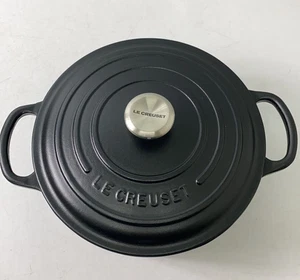Le Creuset black Cocotte Ronde 22cm Made in France USED - Picture 1 of 5