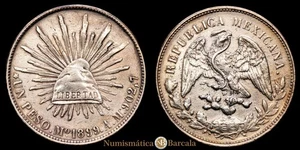  Repubblica Mexicana Un peso (26,97gg) 1899 Messico AM (KM. 409,2) XF - Foto 1 di 3