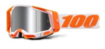 100% Maschera Racecraft 2 Arancione con Lente a Specchio Silver Anti-Fog