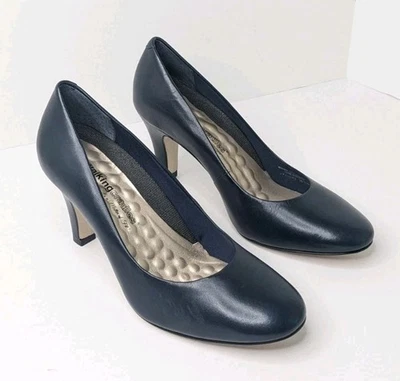 Zapatos de salón para mujer Walking Cradles Marley de cuero azul marino 10,5 Foto 1 de 4