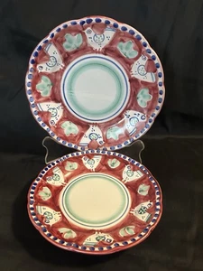Vietri Solimene Campagna 1 Speiseteller 10" & 1 Salatteller 8" Huhn rot - Bild 1 von 19