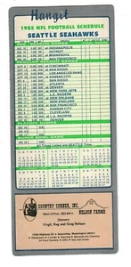 1985 Seattle Seahawks Football Schedule Hangit 9" Sign Nelson Farms Ad Anacortes - Picture 1 of 2