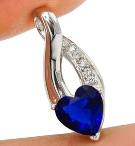 Corazón 2 quilates tratado zafiro azul y topacio plata esterlina 925 colgante joyería OE10 - Imagen 1 de 1