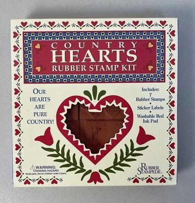 Sello de goma de San Valentín "Kit de estampillas de corazones de país" de Rubber Stampede nuevo Foto 1 de 4